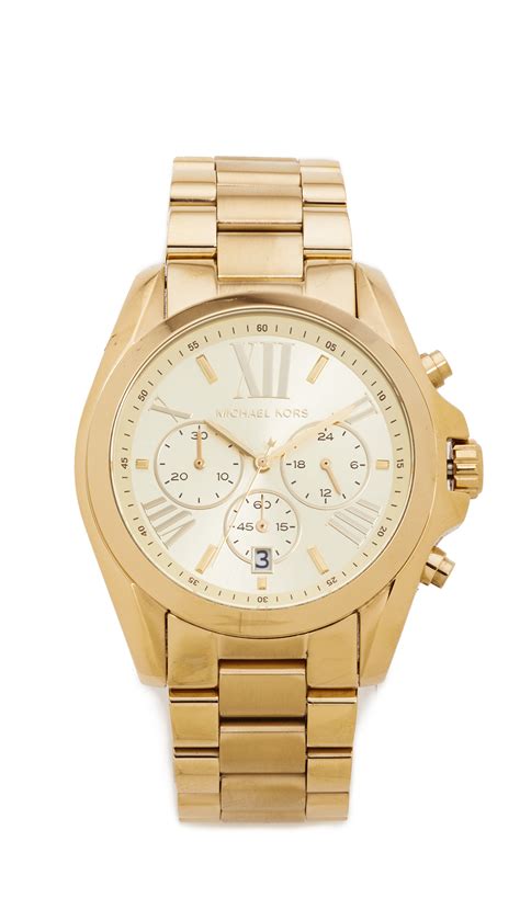 michael kors bradshaw gold tone chronograph watch|Michael Kors oversized bradshaw watch.